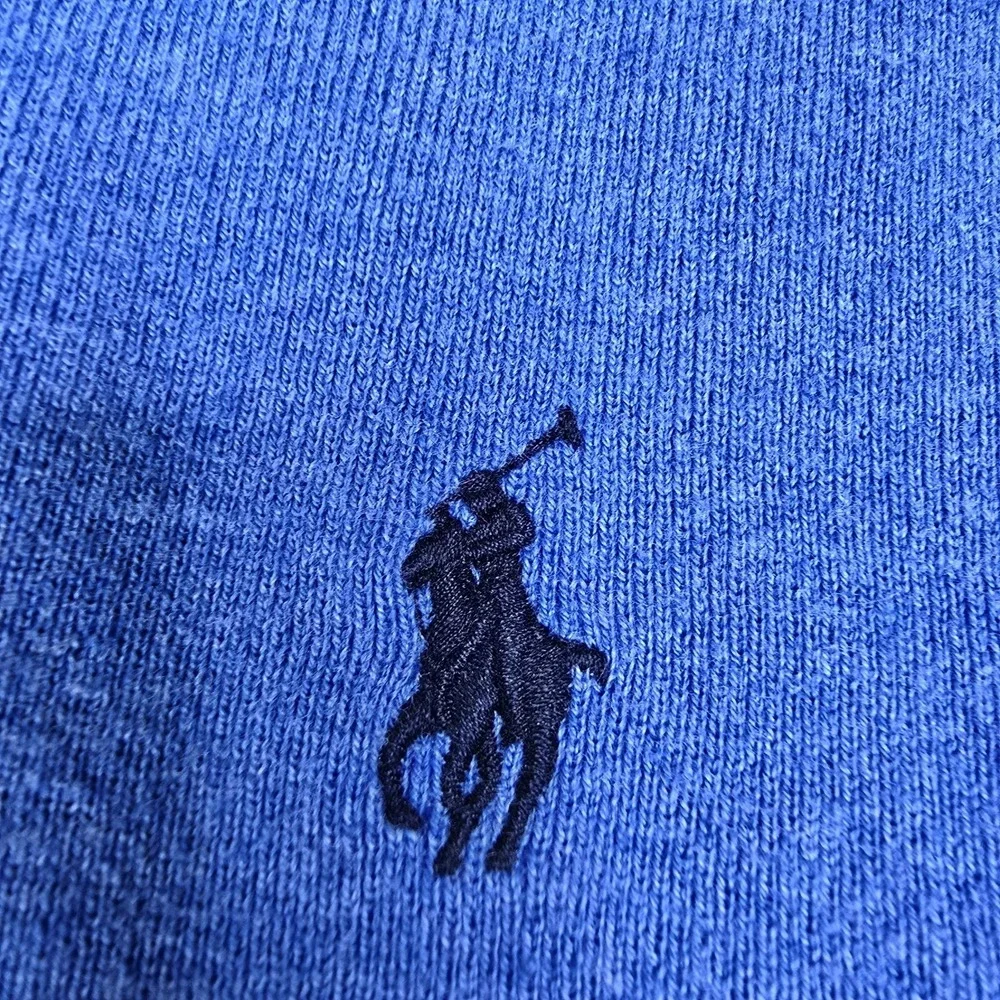 Polo Ralph Lauren Men's Large Pima Cotton V-Neck‎ Knit Sweater Blue Pony Golf